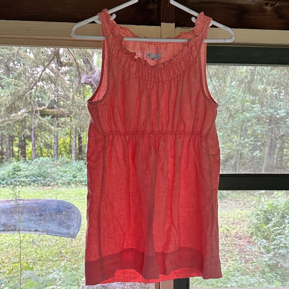 Gap Linen Coral Sleeveless Baby Doll Top M